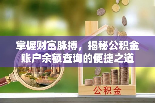 楠梓掌握财富脉搏，揭秘公积金账户余额查询的便捷之道