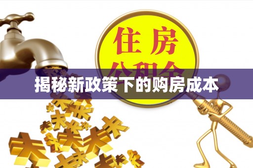 楠梓揭秘新政策下的购房成本